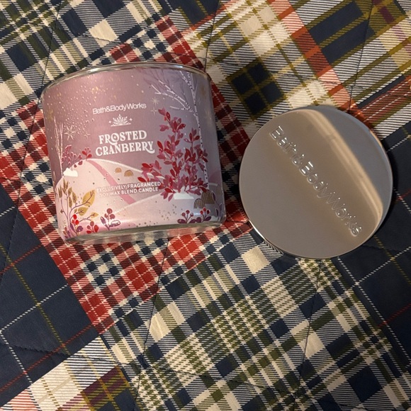 Bath & Body Works Other - Bath & Body Works Frosted Cranberry Candle with Pink and Silver Design
